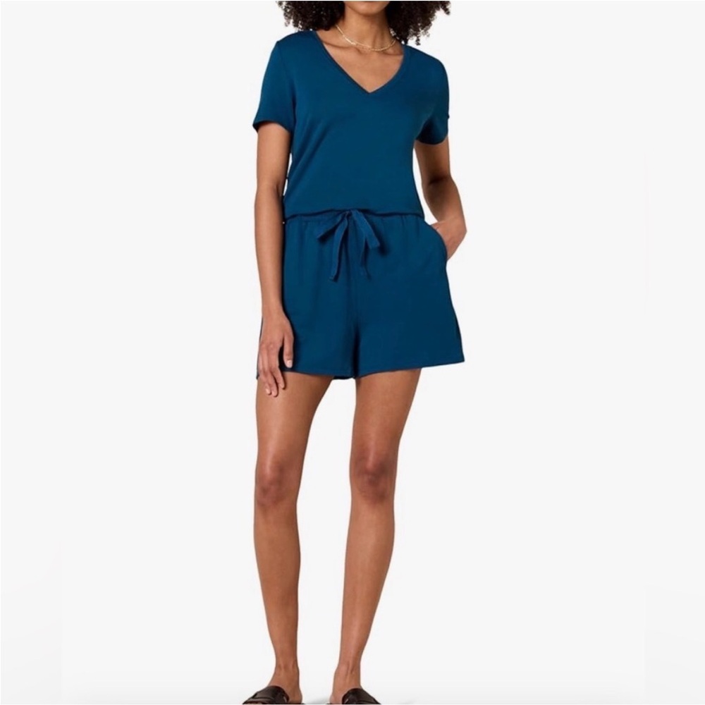 Daily Ritual Teal V-Neck Romper